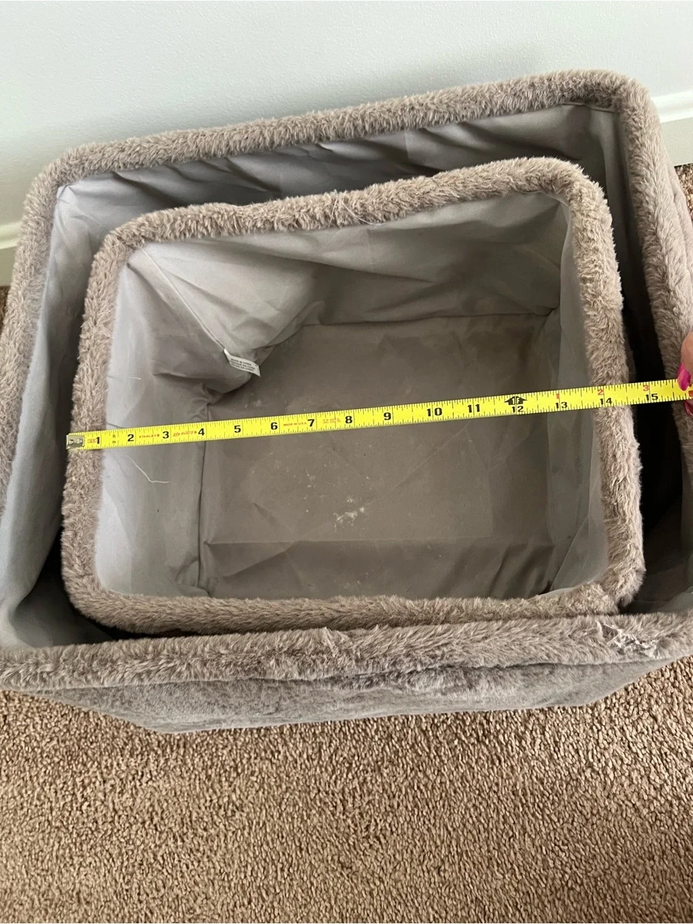 Plush Fabric Storage Bins - Set of 2 in Taupe